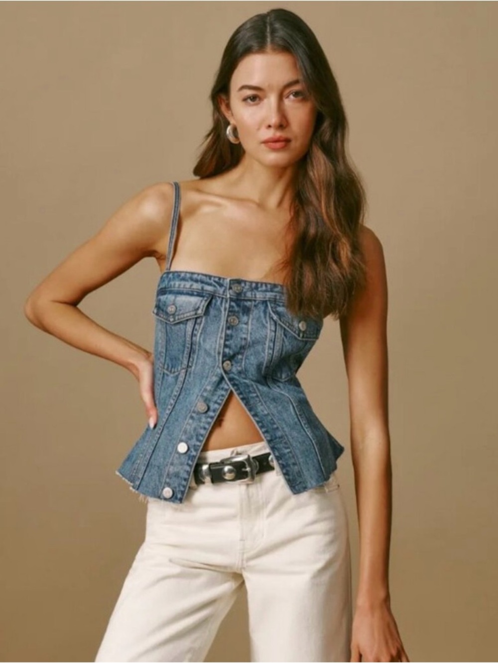 Reformation Denim Corset Camisole